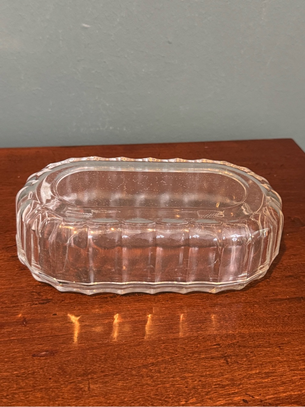 VTG Crown Corning Glass Works Centrix Covered Clear 2 Stick Butter Dish, Italy